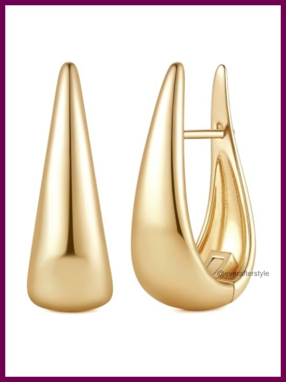 Gold Plated Hoop Earrings for Women 19mm Teardrop